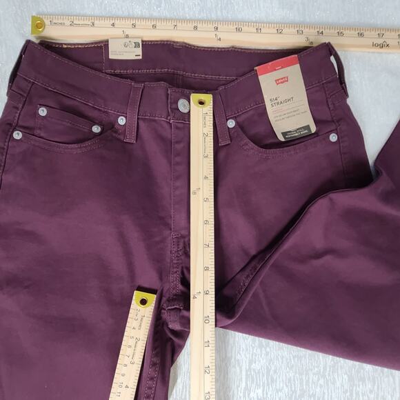 Levi's 514 straight stretch jeans deep burgundy mens Size 30x30 casual normcore - Picture 5 of 11